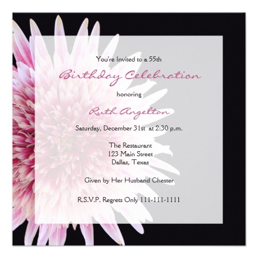 55th Birthday Party Invitations 55th Birthday Party Invitation Gerbera Daisy Zazzle