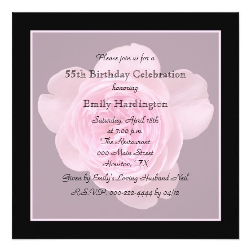55th Birthday Party Invitations 55th Birthday Party Invitation Rose for 55th Zazzle