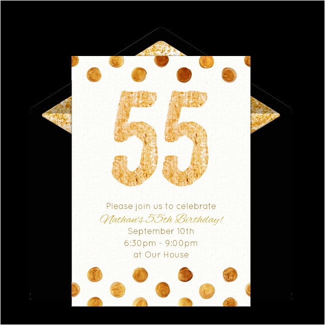 55th Birthday Party Invitations Free Golden 55 Invitations Milestone Birthdays