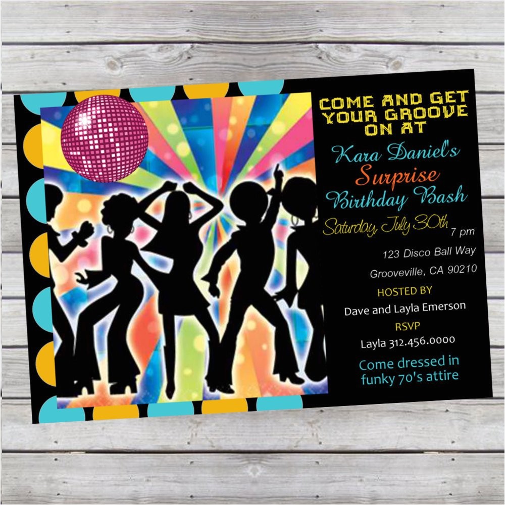 70s Party Invitations Templates Cool Retro 70 39 S Disco Birthday Invitation Adult or Child