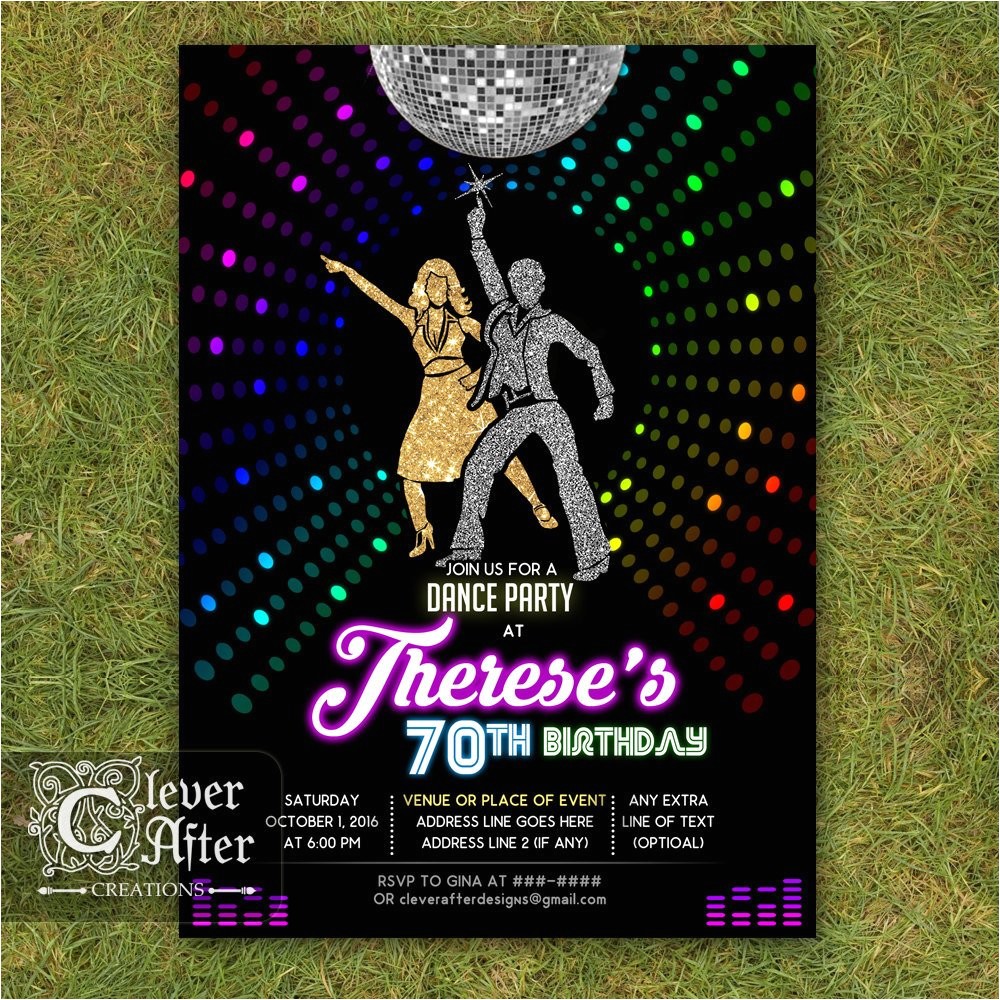 70s theme Party Invitations Disco Invitation 70 39 S Disco Dance Night Party Invite Neon