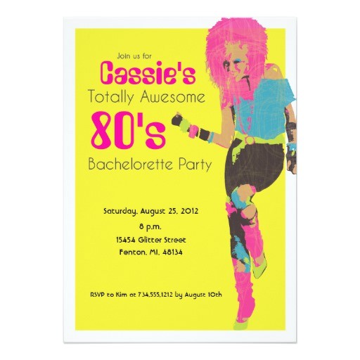 80s Bachelorette Party Invitations 80 39 S Glam 13 Cm X 18 Cm Invitation Card Zazzle