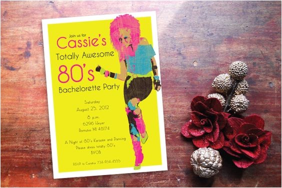 80s Bachelorette Party Invitations 80 39 S Glam Girl Bachelorette Party Invitations