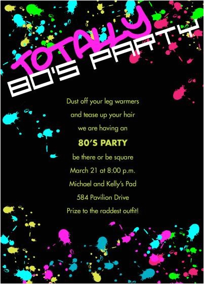 80s Birthday Party Invitation Wording 80s Party Invitation Wording Cimvitation