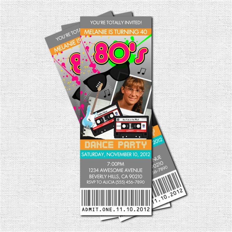 80s Party Invitations Free Printable 80 39 S Party Ticket Invitations Print Your Own