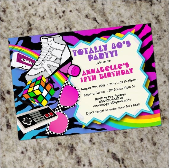 80s Party Invitations Free Printable totally 80s 1980s themed Birthday Party Invitations