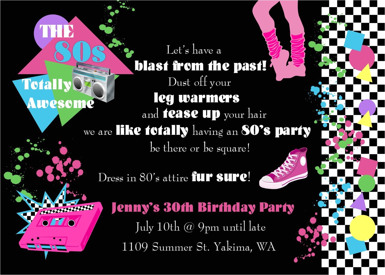 80s theme Party Invitation Templates Free 80s Party Invitations Template Free Oxsvitation Com