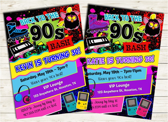 90s themed Birthday Party Invitations 90s Birthday Party Invitations