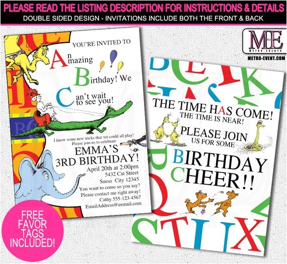 Abc Birthday Party Invitations Dr Seuss Abc Invitation Dr Seuss Invitation Dr Seuss
