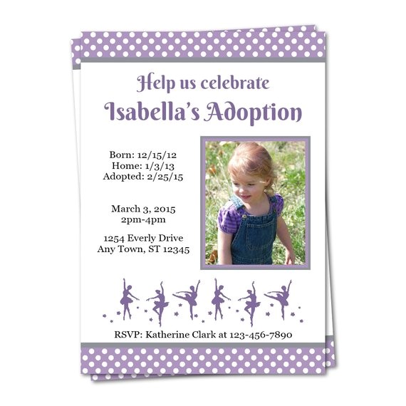 Adoption Party Invitation Wording Ballerina Adoption Party Invitation by Peachtreestationery