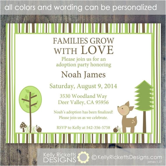 Adoption Party Invitation Wording Woodland Deer Adoption Party or Adoption Shower Invitation