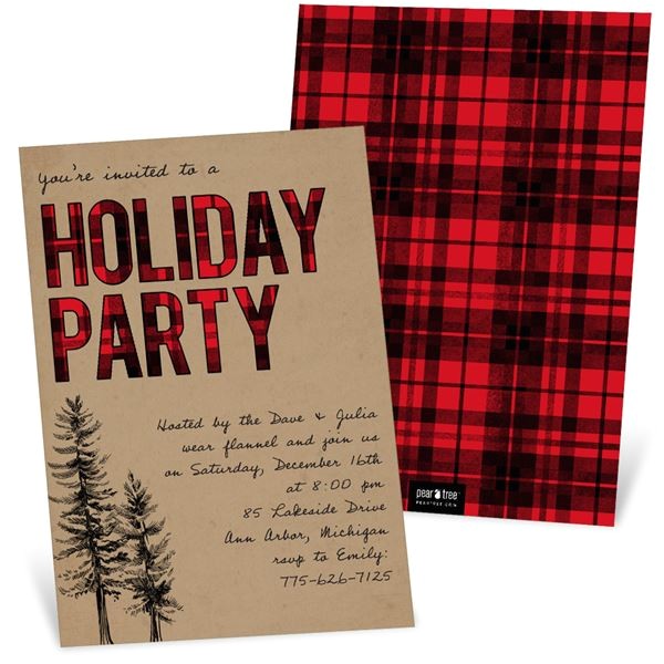 After Christmas Party Invitations Flannel Party Holiday Party Invitation Pear Tree