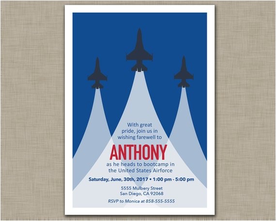 Air force Going Away Party Invitations Air force Invitation Going Away Bootcamp Deployment