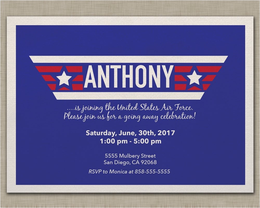 Air force Going Away Party Invitations Air force Invitation Going Away Bootcamp Deployment