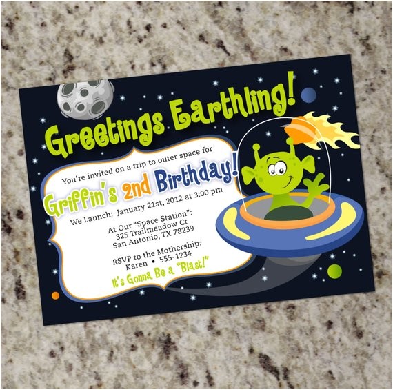 Alien Party Invitations Alien Birthday Party Invitations Space Alien Outer Space