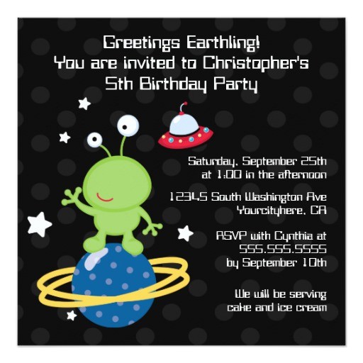 Alien Party Invitations Outerspace Alien Boy 39 S Birthday Party Invitation Zazzle