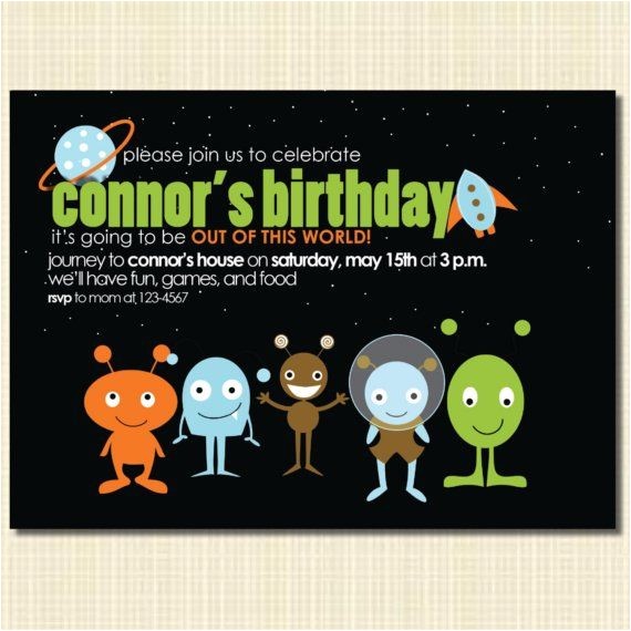 Alien Party Invitations Space Aliens Birthday Party Invitation You Print