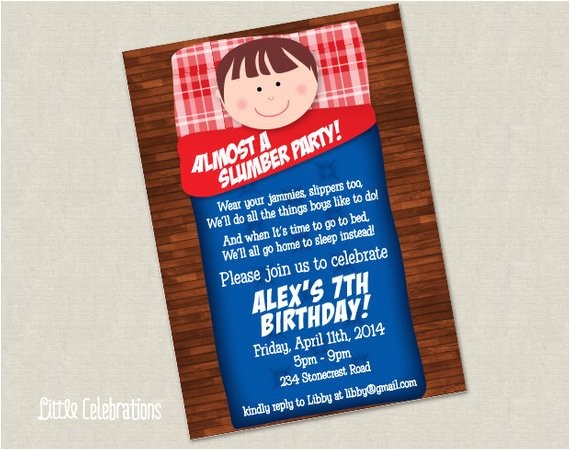 Almost Sleepover Party Invitations Boys Almost A Slumber Party Birthday by Littlecelebrations Almost Sleepover Party Invitations Boys Almost A Slumber Party Birthday by Littlecelebrations