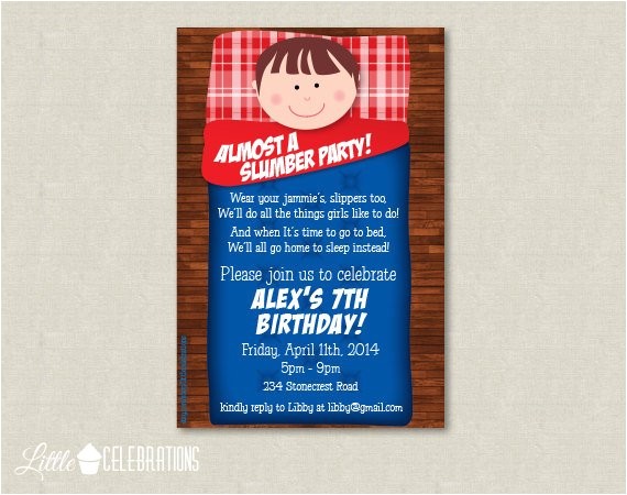 Almost Sleepover Party Invitations Boys Almost A Slumber Party Birthday by Littlecelebrations Almost Sleepover Party Invitations Boys Almost A Slumber Party Birthday by Littlecelebrations