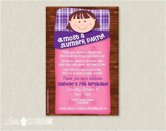 Almost Sleepover Party Invitations Girls Almost A Slumber Party Birthday Party Invitation Almost Sleepover Party Invitations Girls Almost A Slumber Party Birthday Party Invitation