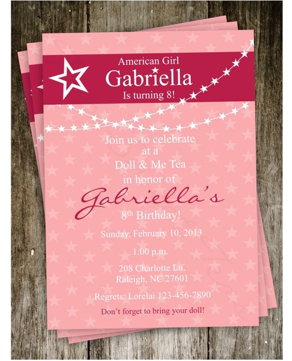 American Girl Doll Party Invitations American Girl Doll Birthday Party Invitation Digital by