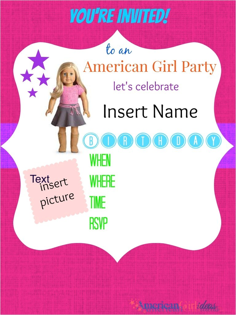 American Girl Doll Party Invitations American Girl Party Invitations American Girl Ideas