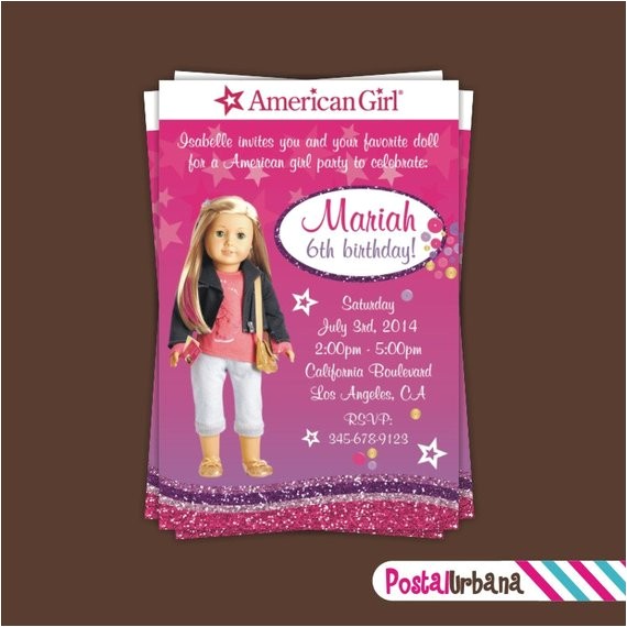 American Girl Doll Party Invitations Girl Doll Inspired Invitation Girl Doll Party Doll
