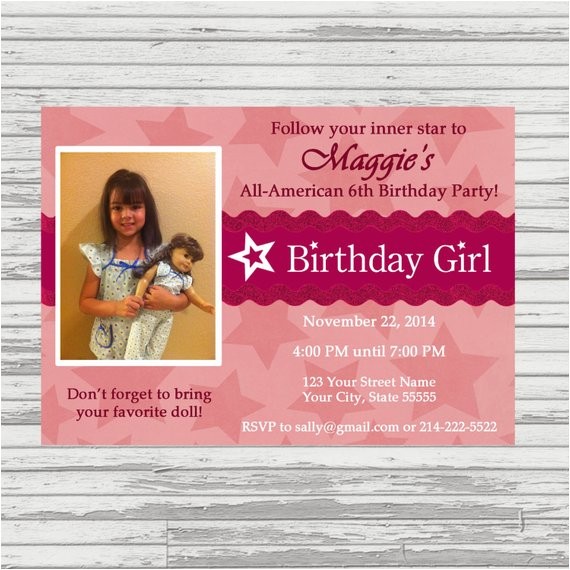 American Girl Doll Party Invitations Items Similar to American Girl Birthday Party Invitation