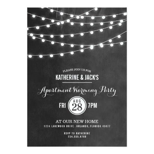 Apartment Warming Party Invitation Wording Summer String Lights Apartment Warming Party 5×7 Paper