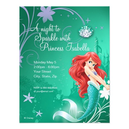 Ariel Party Invites Ariel Birthday Invitation 4 25 Quot X 5 5 Quot Invitation Card