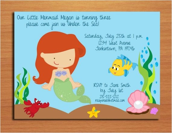 Ariel Party Invites Ariel Little Mermaid Princess Birthday Party Invitation
