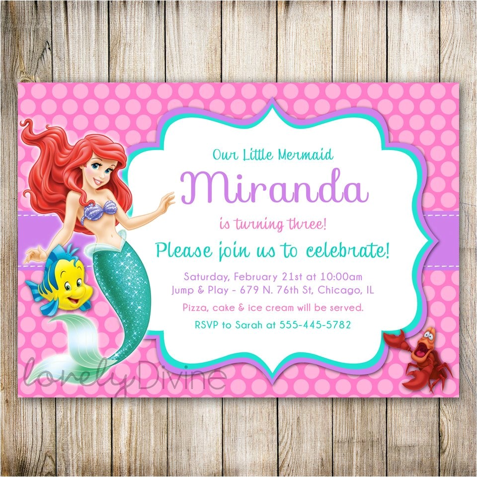 Ariel Party Invites Little Mermaid Birthday Invitation Ariel Invitation Ariel