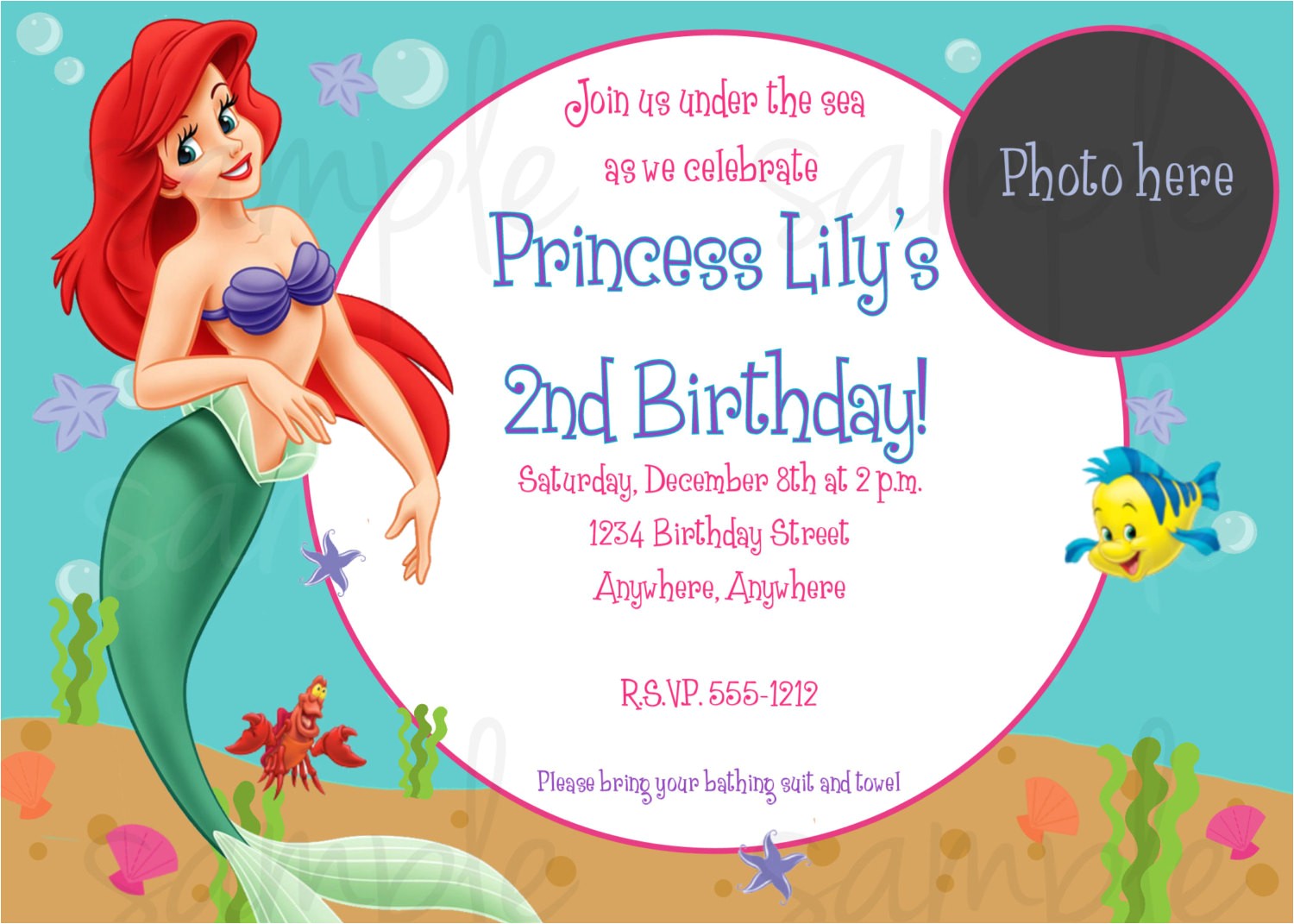 Ariel Party Invites the Little Mermaid Birthday Invitations Free Printable