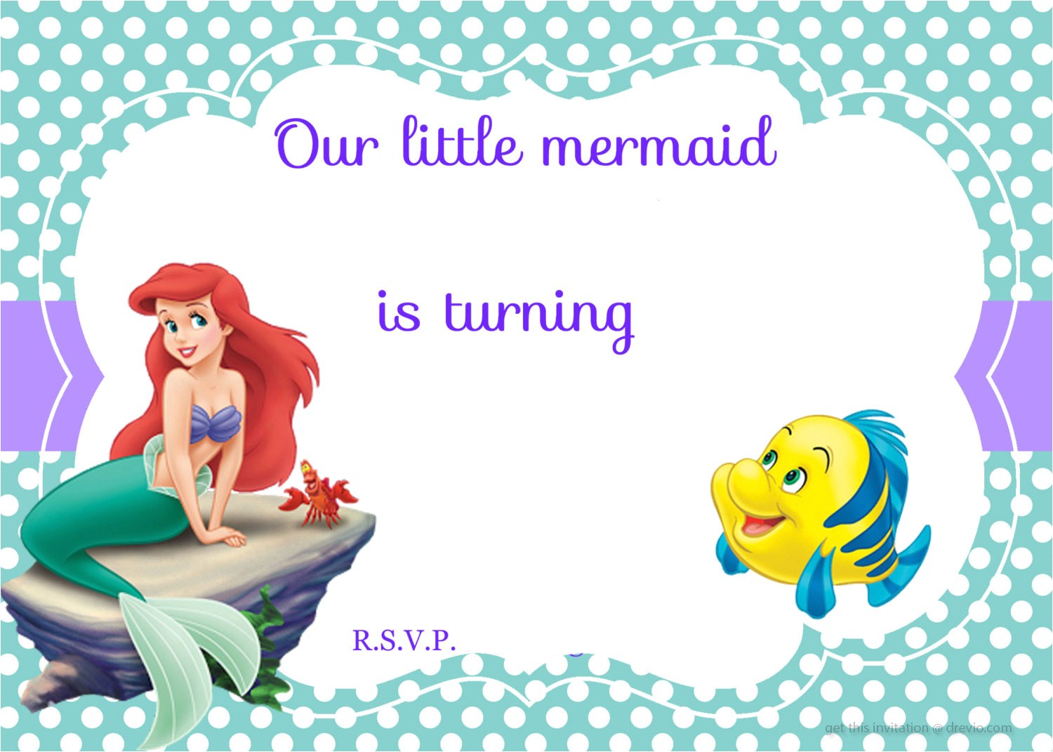 Ariel Party Invites Updated Free Printable Ariel the Little Mermaid