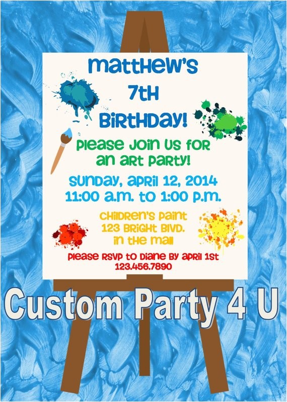 Art themed Birthday Party Invitations Art themed Birthday Invitations by Customparty4u Catch Art themed Birthday Party Invitations Art themed Birthday Invitations by Customparty4u Catch
