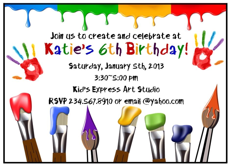Art themed Birthday Party Invitations Paint Party Ideas Games and Party Supplies Art themed Birthday Party Invitations Paint Party Ideas Games and Party Supplies