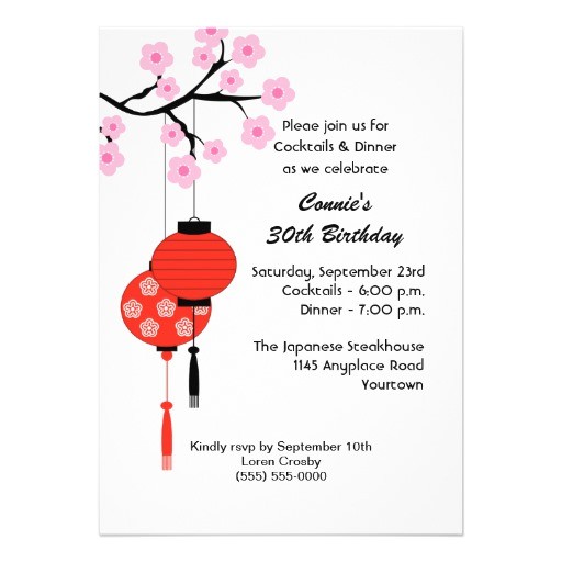 Asian themed Party Invitations 40th Birthday Ideas Japanese Birthday Invitation Templates