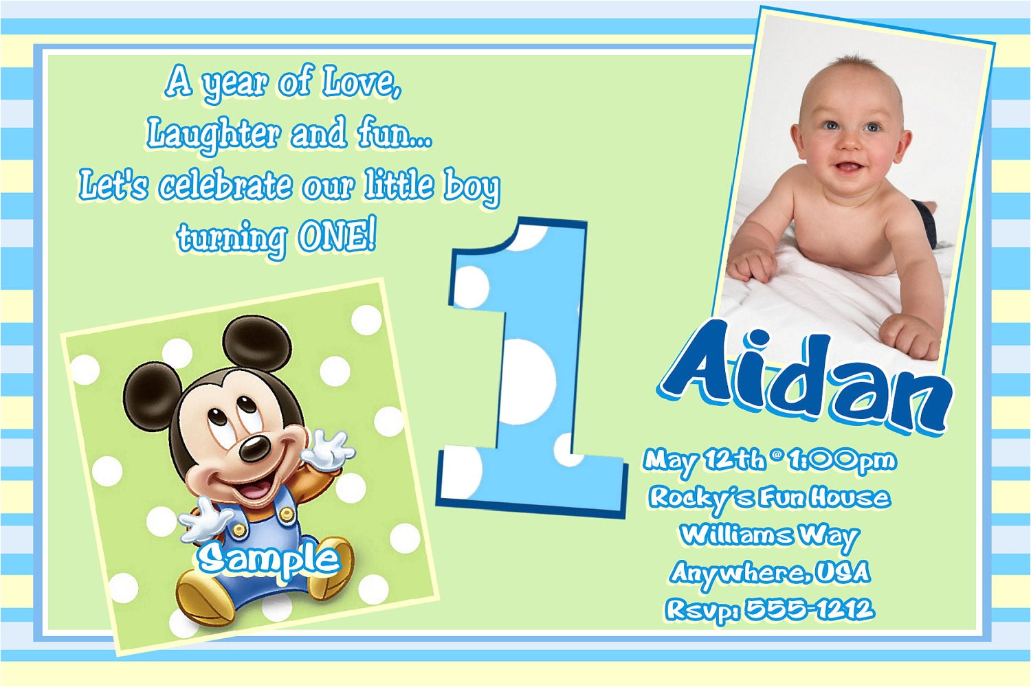 Baby First Birthday Party Invitation Wording Free Printable Mickey Mouse 1st Birthday Invitations
