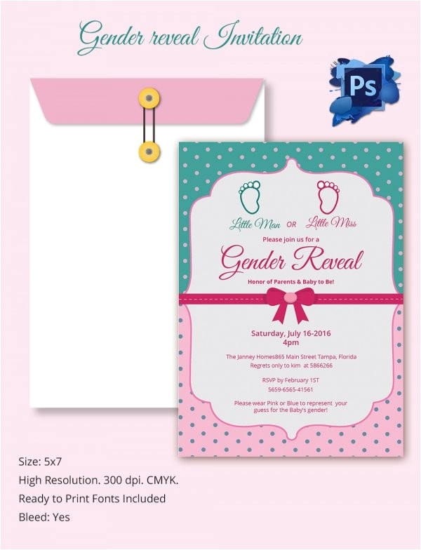 Baby Reveal Party Invitation Templates Gender Reveal Invitation Templates Free Premium Templates