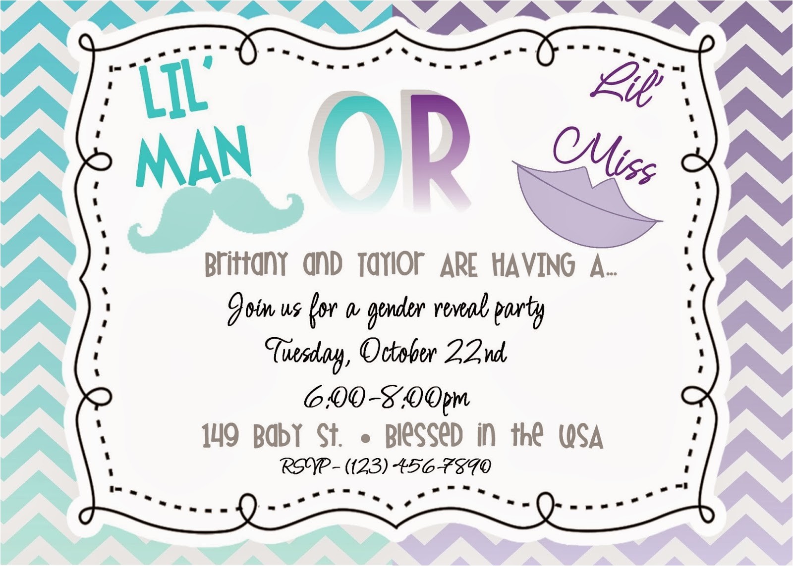 Baby Reveal Party Invitation Templates Twin Gender Reveal Party Invitations Templates