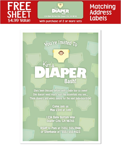Baby Shower and Diaper Party Invitations 8 Diaper Party Shower Invitations