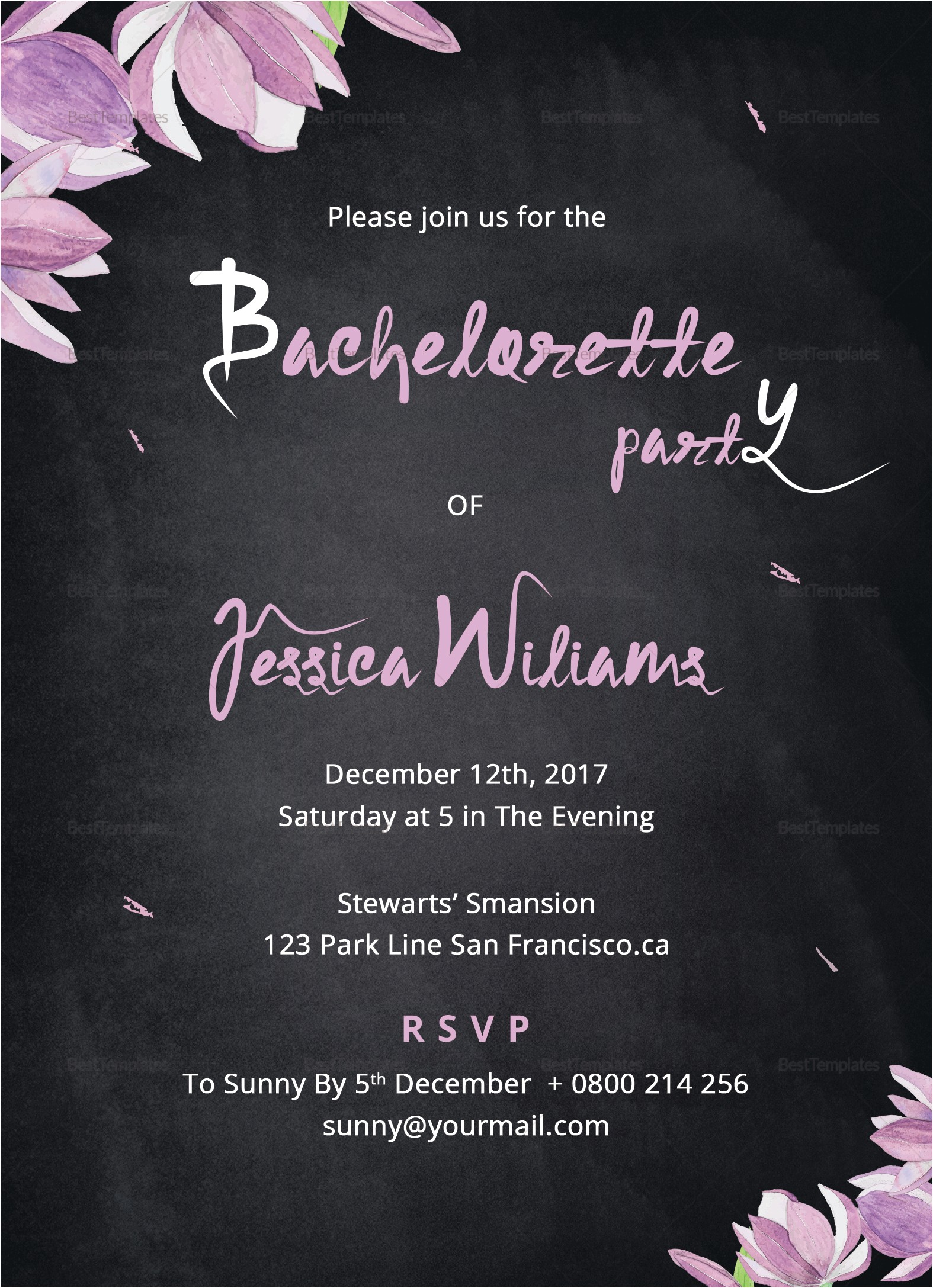 Bachelorette Party Invitation Templates Microsoft Chalkboard Bachelorette Party Invitation Design Template