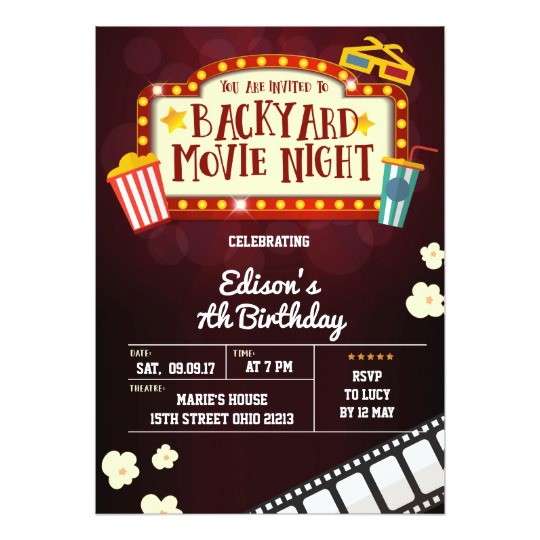 Backyard Movie Party Invitation Backyard Movie Night Birthday Party Invitation Zazzle Com Au
