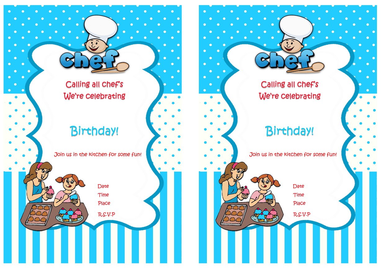 Baking Birthday Party Invitations Free Cooking and Baking Birthday Invitations Birthday Printable