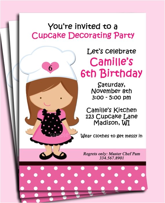 Baking Birthday Party Invitations Free Girl Baking Birthday Invitation Printable or Printed with Free
