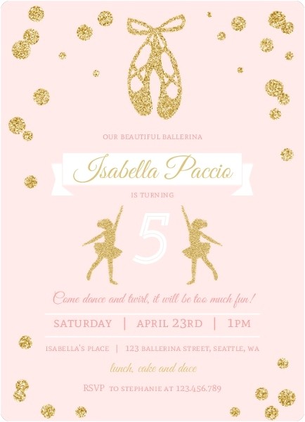 Ballerina Party Invites Pink and Gold Ballerina Birthday Party Invitation Kids Ballerina Party Invites Pink and Gold Ballerina Birthday Party Invitation Kids