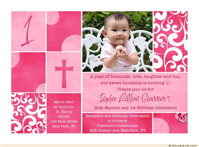 Baptism and Birthday Party Invitations Free Printable First Birthday and Baptism Invitations