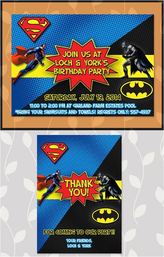 Batman Vs Superman Party Invitations Batman Superman Invitation Batman Superman Birthday