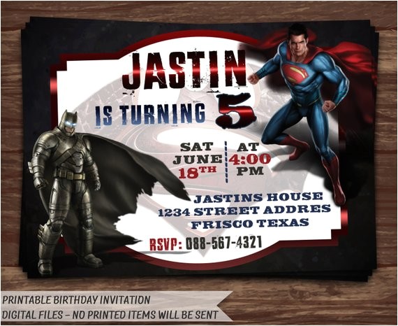 Batman Vs Superman Party Invitations Batman Vs Superman Invitation Batman Vs by Holidayprintdesign