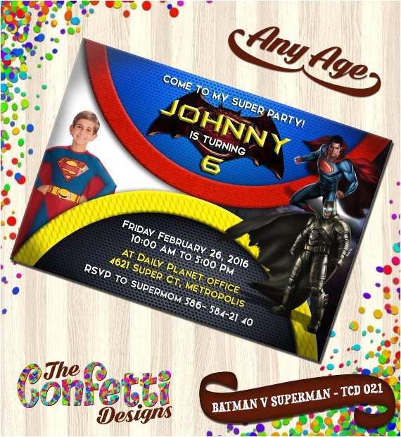 Batman Vs Superman Party Invitations Batman Vs Superman Invitations Batman Vs Superman Birthday